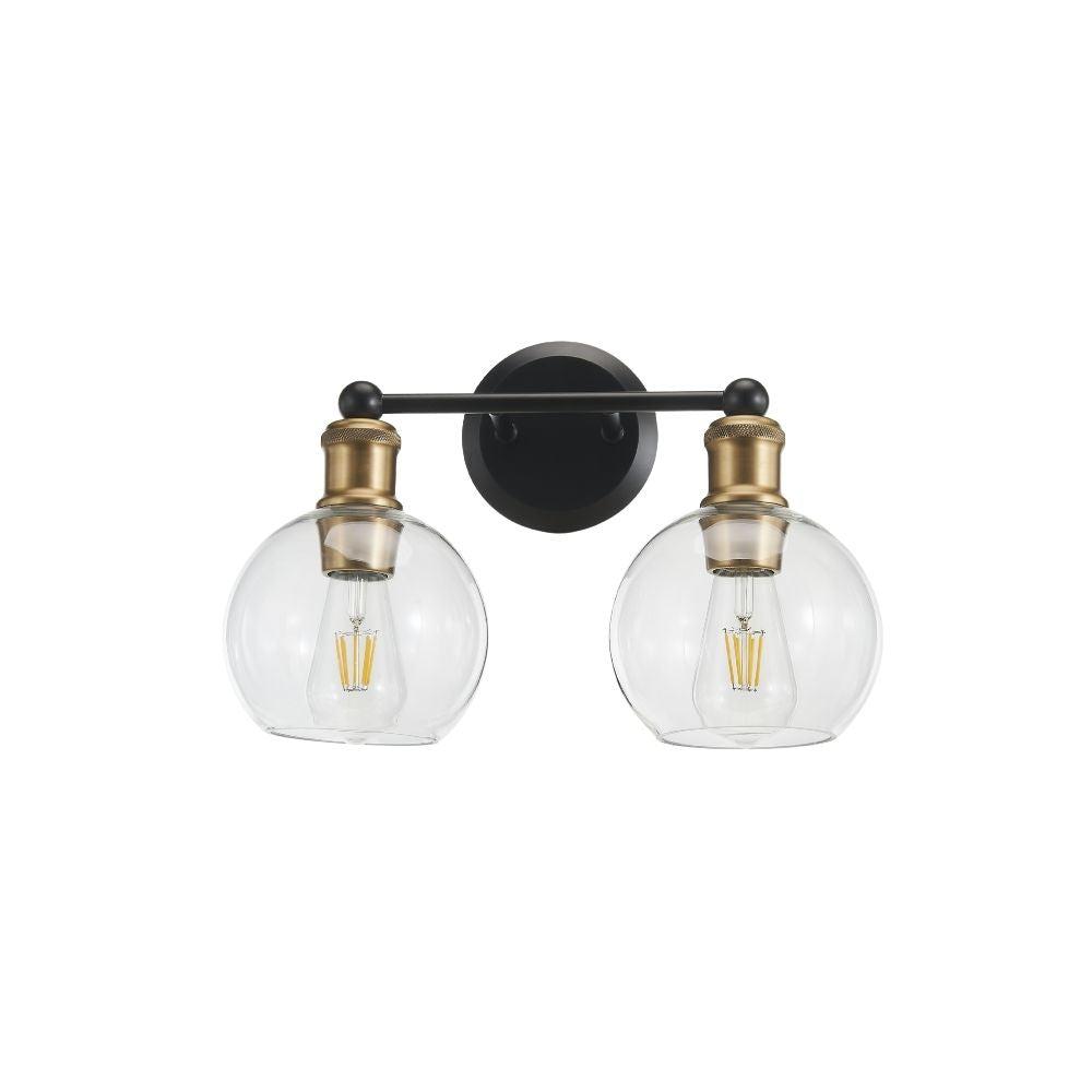 Avista Ash Vanity Wall Light 2-Light Black & Aged Brass