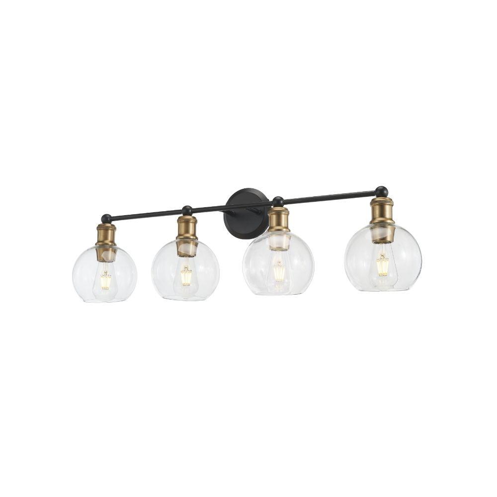 Avista Ash Vanity Wall Light 4-Light Black & Aged Brass