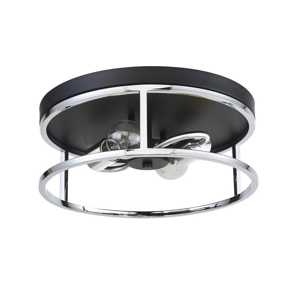 Avista Easton Flush Mount Round 2-Light Black & Chrome