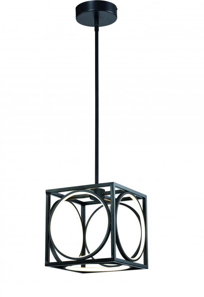 9.5" 20W Led Pendant, intial Lumen,1200 in black frame with Black inside in 3000K