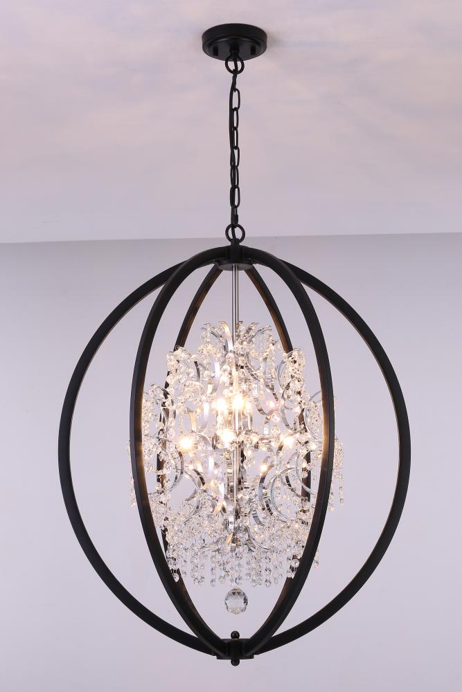 24", 7x50W G9 pendant in black finish