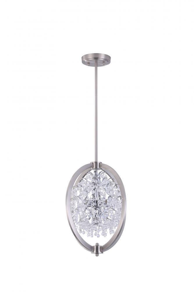 14" 4x50W G9. Dual Moiunt pendant /Semi-Flush Mount in Satin Nickel frame inside chrome