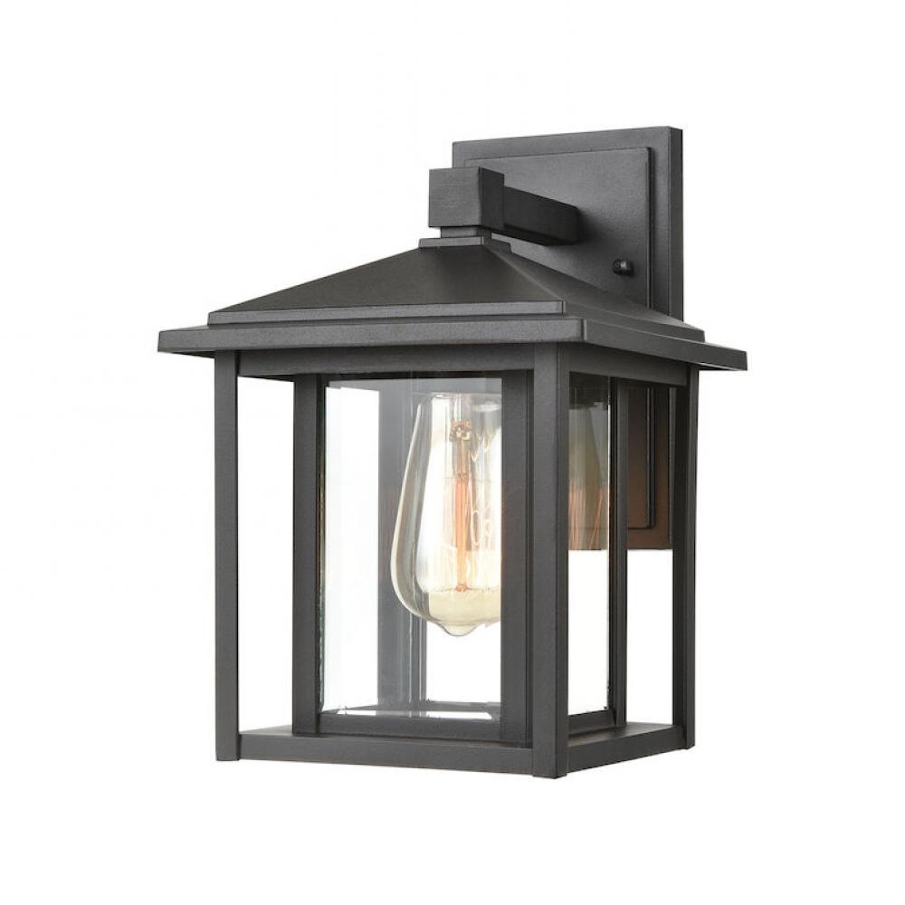 11" Outdoor Wall Light in Black Finish with clear glass, 1xE26, Aluminium and Iron Frame