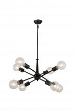 Lit Up Lighting LIT2533BK+MC - 8x60, E26 light pendant in Black finish