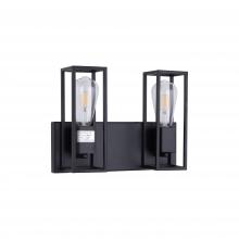 Lit Up Lighting LIT3122BK-BK - 2x 60W E26 vanity in black finish. Dimensions : L=13" E=4.5" H=9.5"