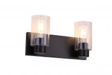 Lit Up Lighting LIT5422BK+MC -CL - 2X E12 60 Wvanity Light in Black finish with replaceable socket rings