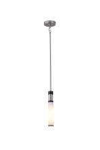 Lit Up Lighting LIT6830SN+BK-OP - 13" High 1 Light Single pendant light With 1x25 W E26 medium base frame in Satin Nickel