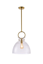 Lit Up Lighting LIT9132GD+MC-CL - Stanley Pendant Gold Finish with Clear Glass