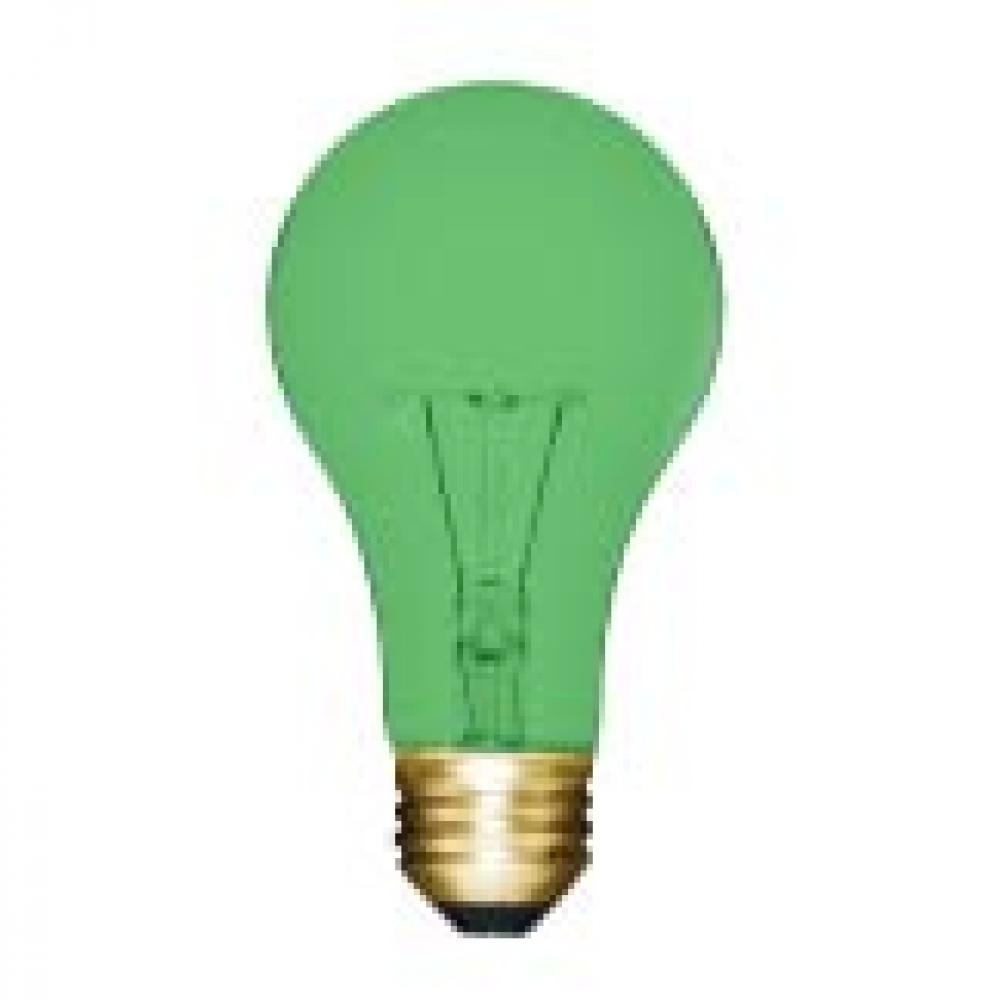 INCANDESCENT COLORED 100W A19 E26 130V TRANSPARENT GREEN STD