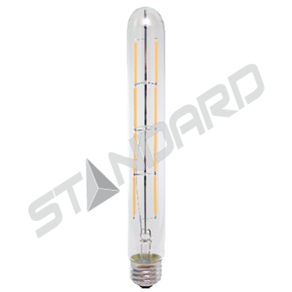 LED Filament Lamp T10 E26 Base 6W 120V 27K Clear Vertical Dim Standard