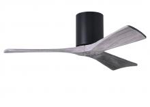  IR3H-BK-BW-42 - Irene-3H three-blade flush mount paddle fan in Matte Black finish with 42” solid barn wood tone