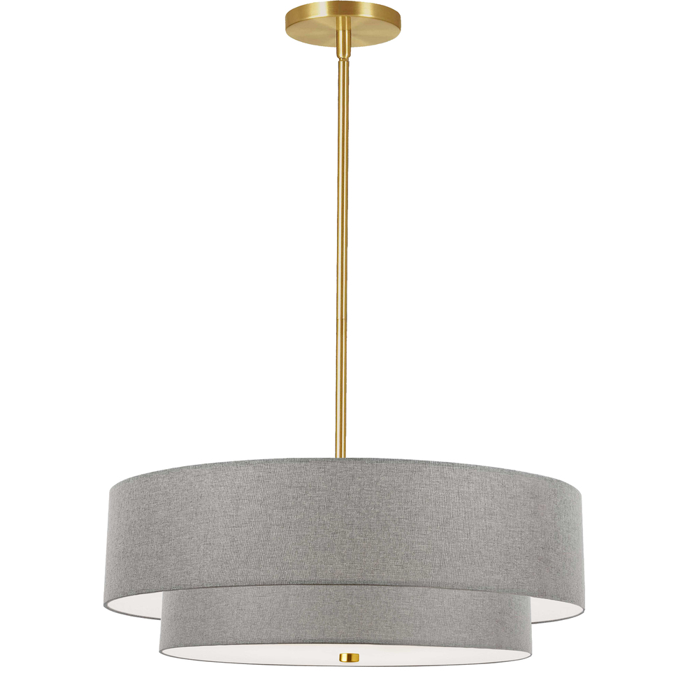 4LT Incand 2 Tier Pendant, AGB w/ GRY Shade