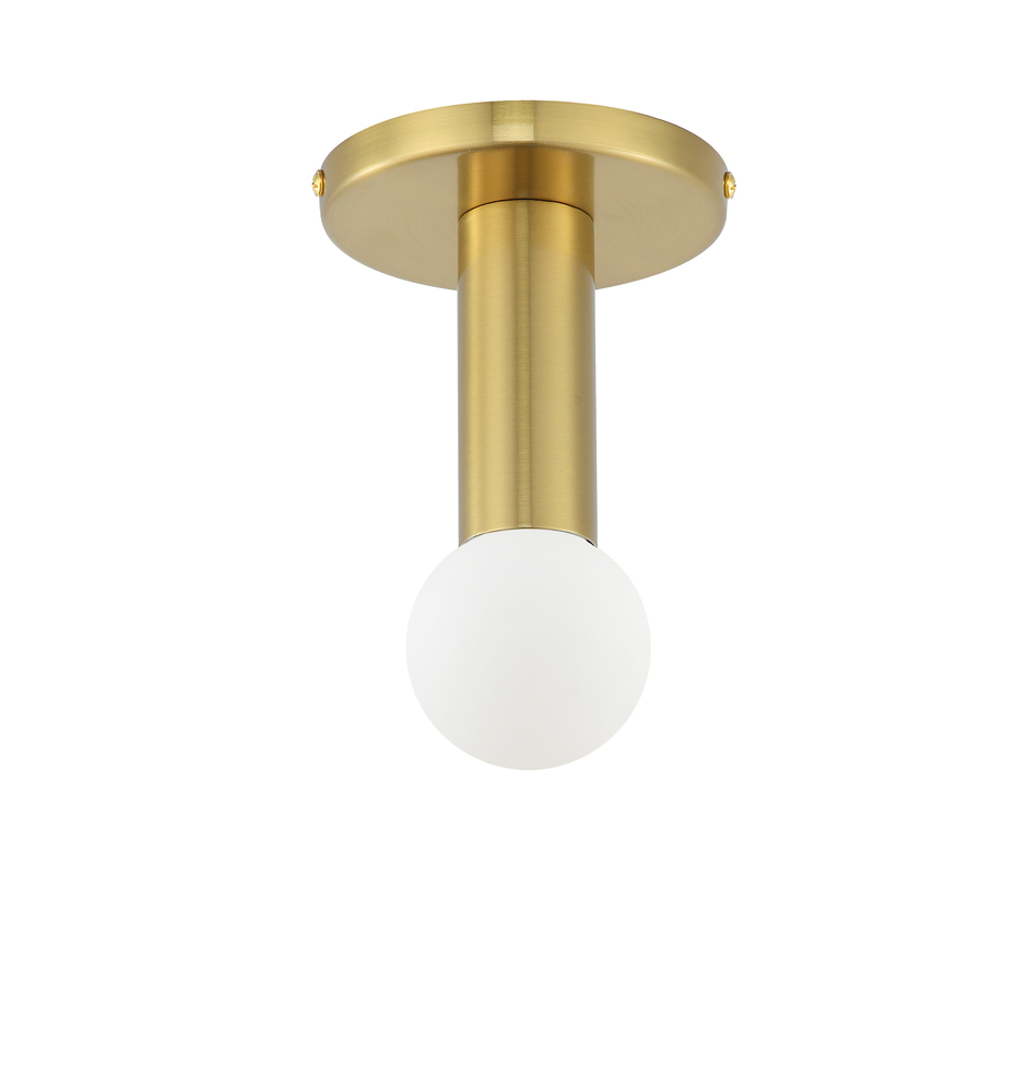 1 Light Incandescent Flush Mount, Aged Brass