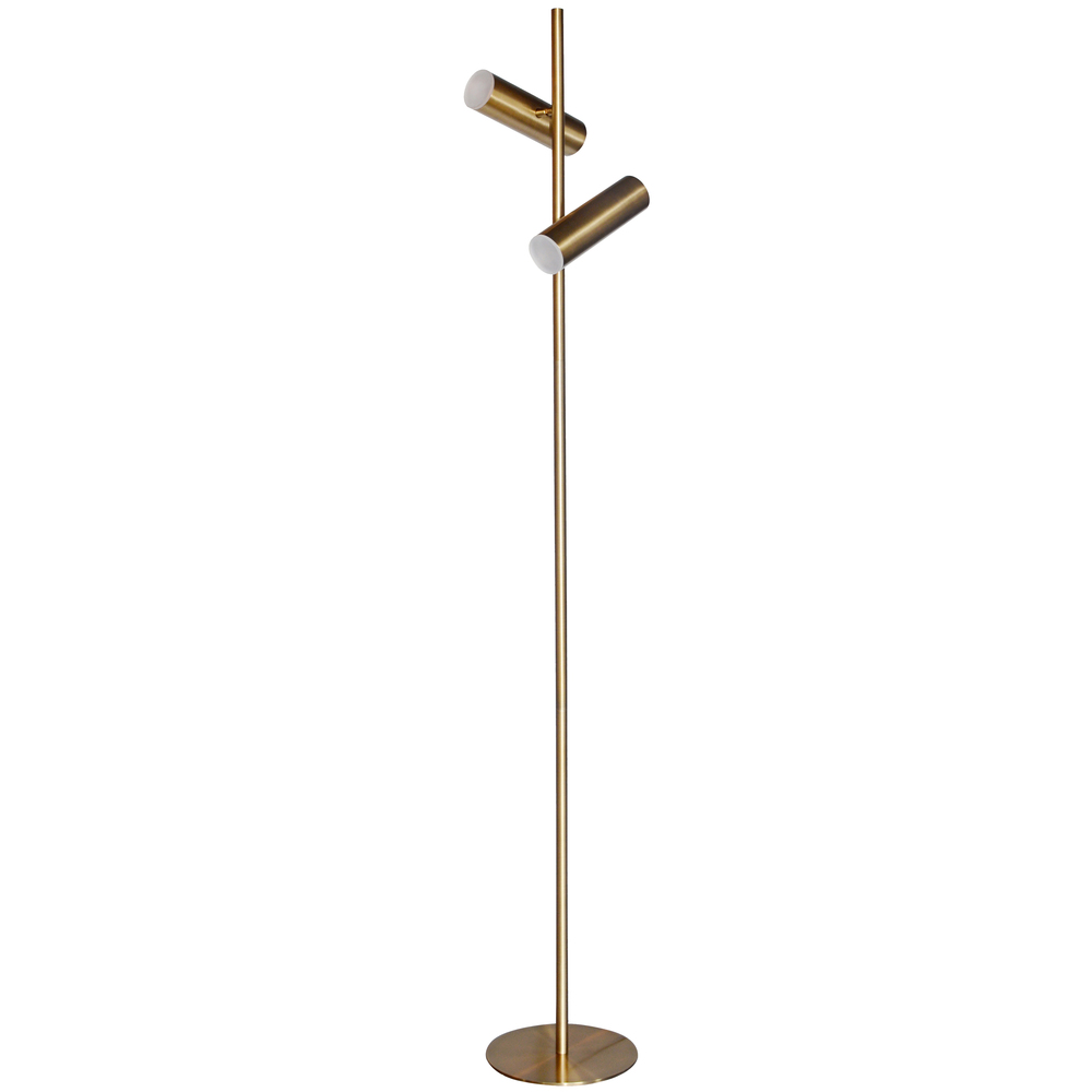 12W Floor Lamp, Aged Brass with Frosted Acrylic Diffuser