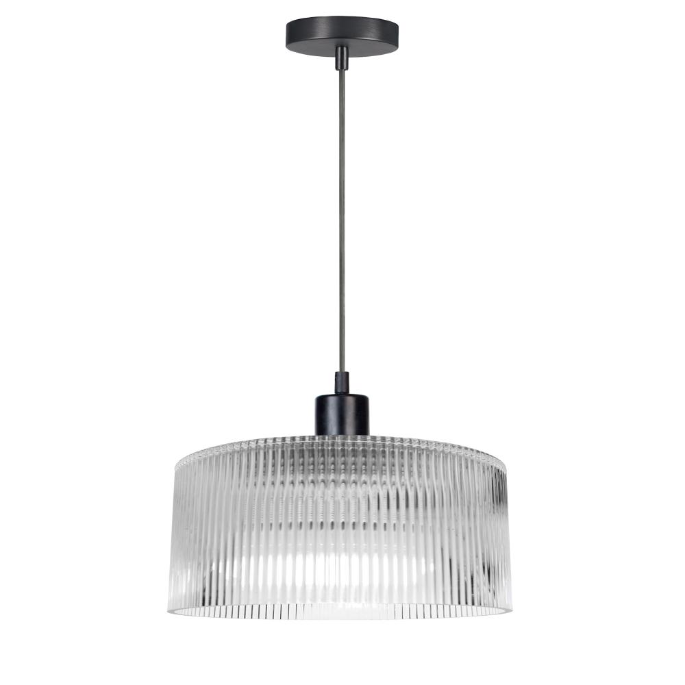 1 Light Pendant in Matte Black w/ Fluted Glass