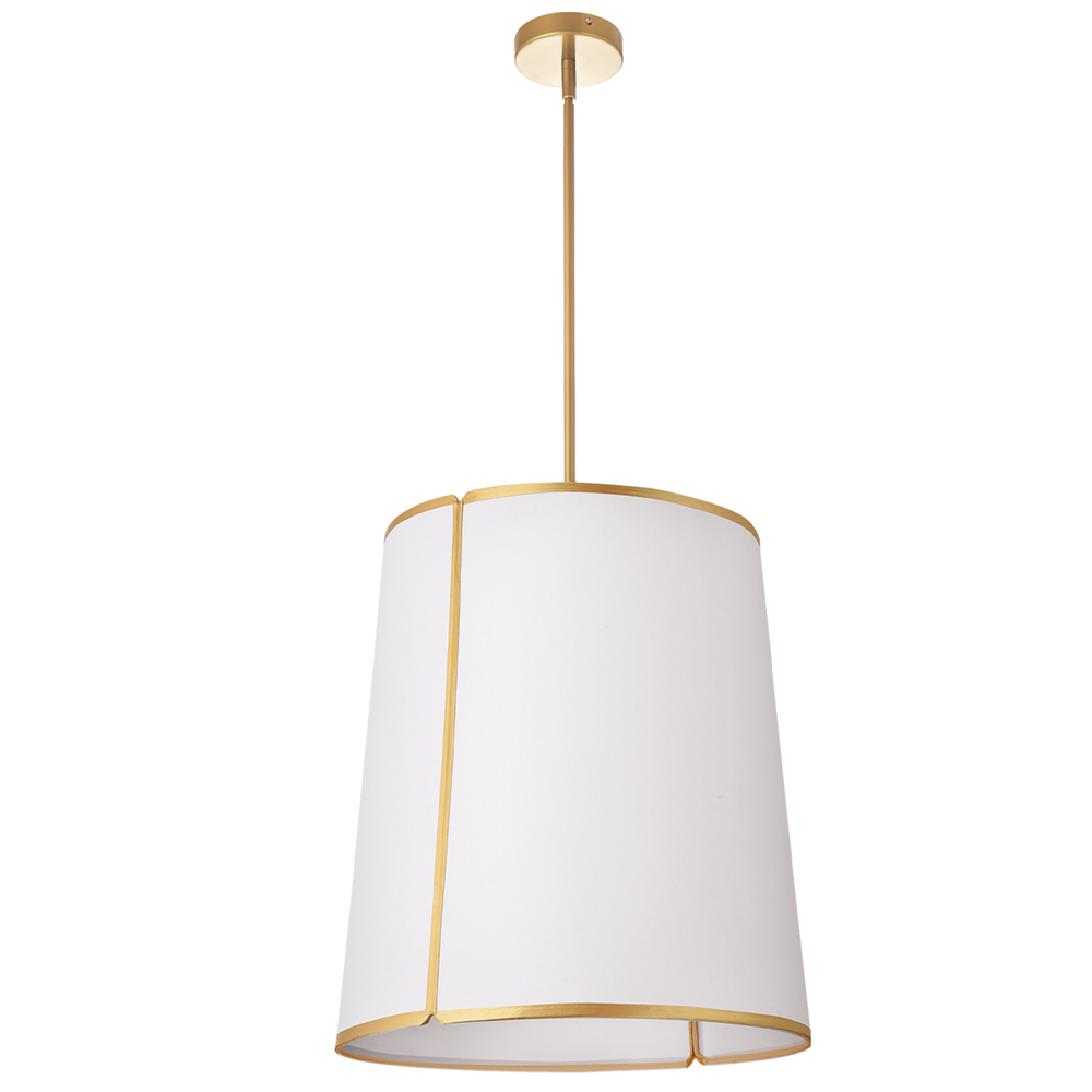 3 Light Notched Pendant, Gold White Shade and Diffuser