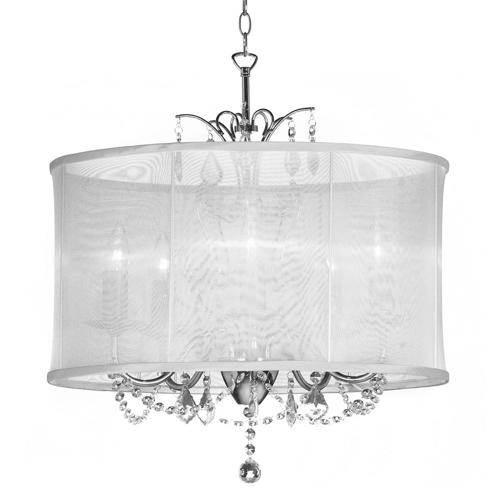 5LT Crystal Chandelier Wh Shd