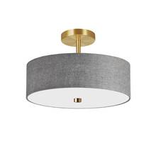 Dainolite 571-143SF-AGB-GRY - 3 Light Incandescent Semi-Flush Mount Aged Brass with Grey Shade