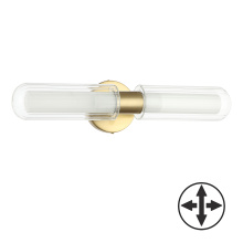Dainolite BBA-192W-AGB - 2 Light Aged Brass Wall Sconce w/ Clear Fluted Glass