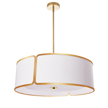 Dainolite NDR-243P-GLD-WH - 4 Light Gold Notched Drum Pendant, White Shade and Diffuser