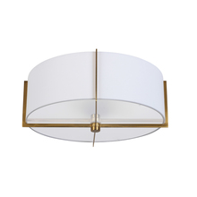 Dainolite PST-153SF-AGB-WH - 3 Light Incandescent Semi-Flush Mount, Aged Brass with White Shade