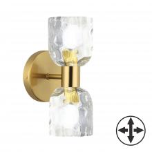 Dainolite VLA-102W-AGB-CLR - 2LT Wall Sconce, AGB w/ CLR Water Glass