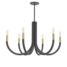 Dainolite WAN-286C-MB-AGB - 6 Light Incandescent Chandelier, Matte Black and Aged Brass