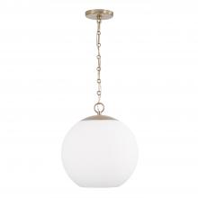 Capital Canada 355812MA-552 - 1-Light Globe Pendant in Matte Brass with Soft White Glass and Alternating Loop Designer Chain