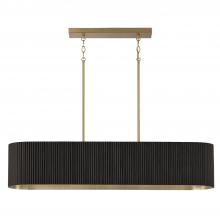 Capital Canada 850751KR - 5-Light Linear Chandelier in in Matte Brass and Handcrafted Fluted Mango Wood in Black Stain