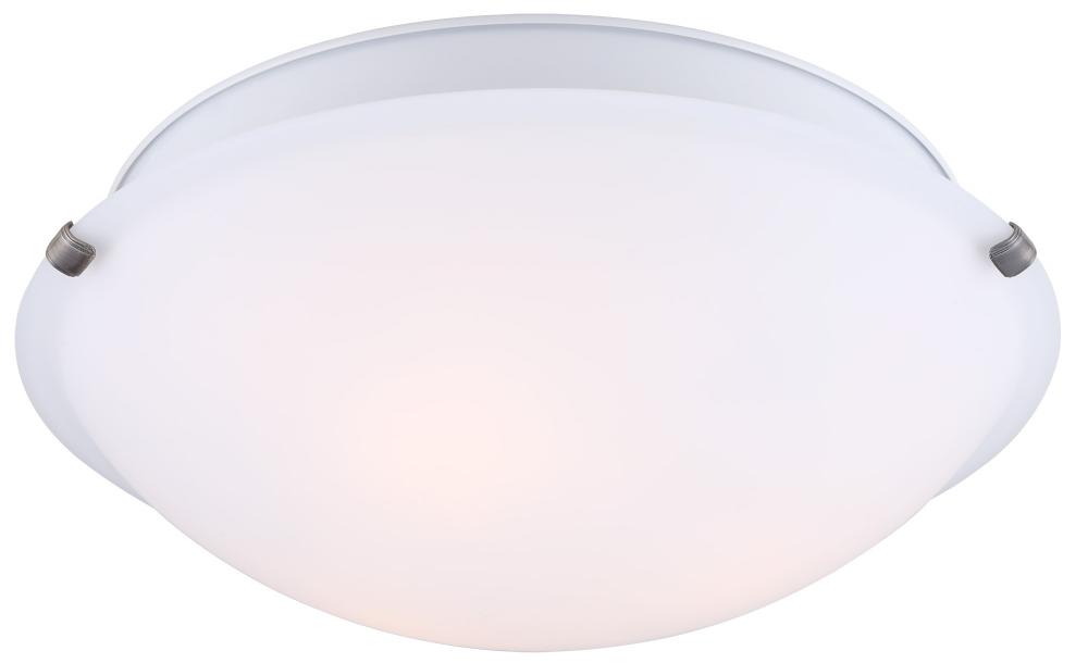 Fmount, 16" 3 Bulb Clip Flushmount, Alabaster Glass, 60W Type A