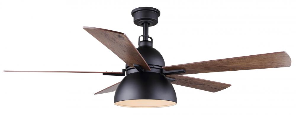 Lyric 52 in. Indoor Standard Matte Black Ceiling Fan with Vintage LED Bulbs Includedwith Remote