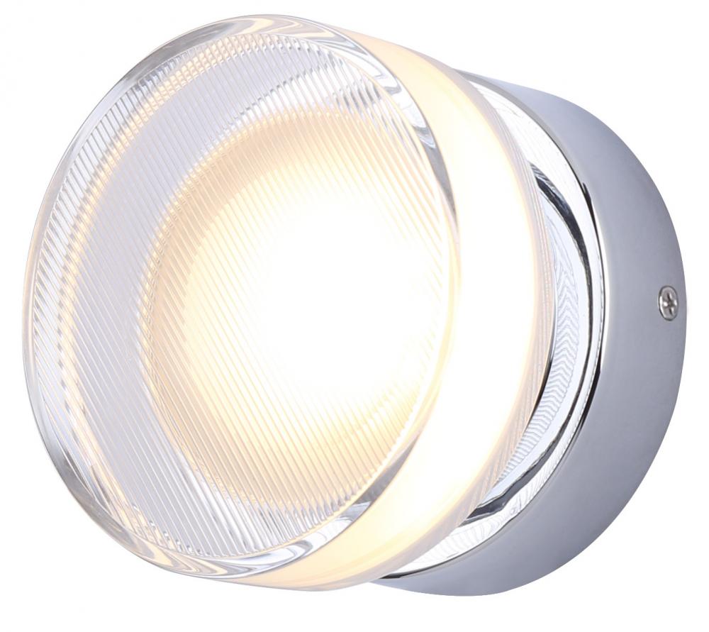 BENNI 5.375 in. 1 Light Chrome Integrated LED Wall Light with Clear Acrylic Shade, Adjustable Color