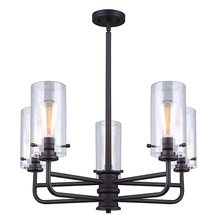 Canarm ICH679A05ORB - ALBANY, 5 Lt Rod Chandelier, Clear Glass, 60W Type A, 24" W x 19 1/2" - 42 1/2" H