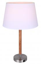 Canarm ITL2137B26BNW - Maly 1 Light Table Lamp with Brushed Nickel and Faux Wood Finish and White Shade