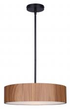 Canarm IPL318A03BKW16 - Dexter 60-Watt 3 Light Matte Black Contemporary Pendant with Wood Faux Wood Shade