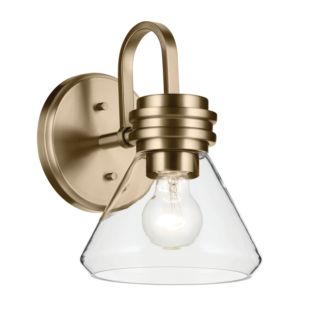 Farum 9.5" 1-Light Wall Sconce with Clear Glass in Champagne Bronze