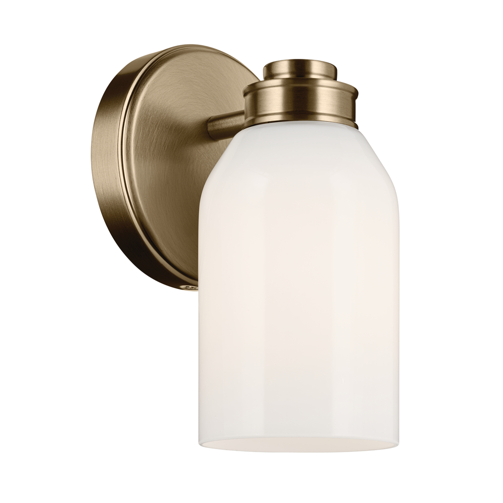 Shae 8.25" 1-Light Wall Sconce with White Opal Glass in Champagne Bronze