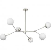 Progress P400378-009 - Haas Collection Six-Light Brushed Nickel Mid-Century Modern Chandelier