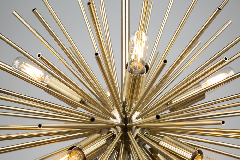 Sunburst  8 Light Chandelier (Satin Brass)