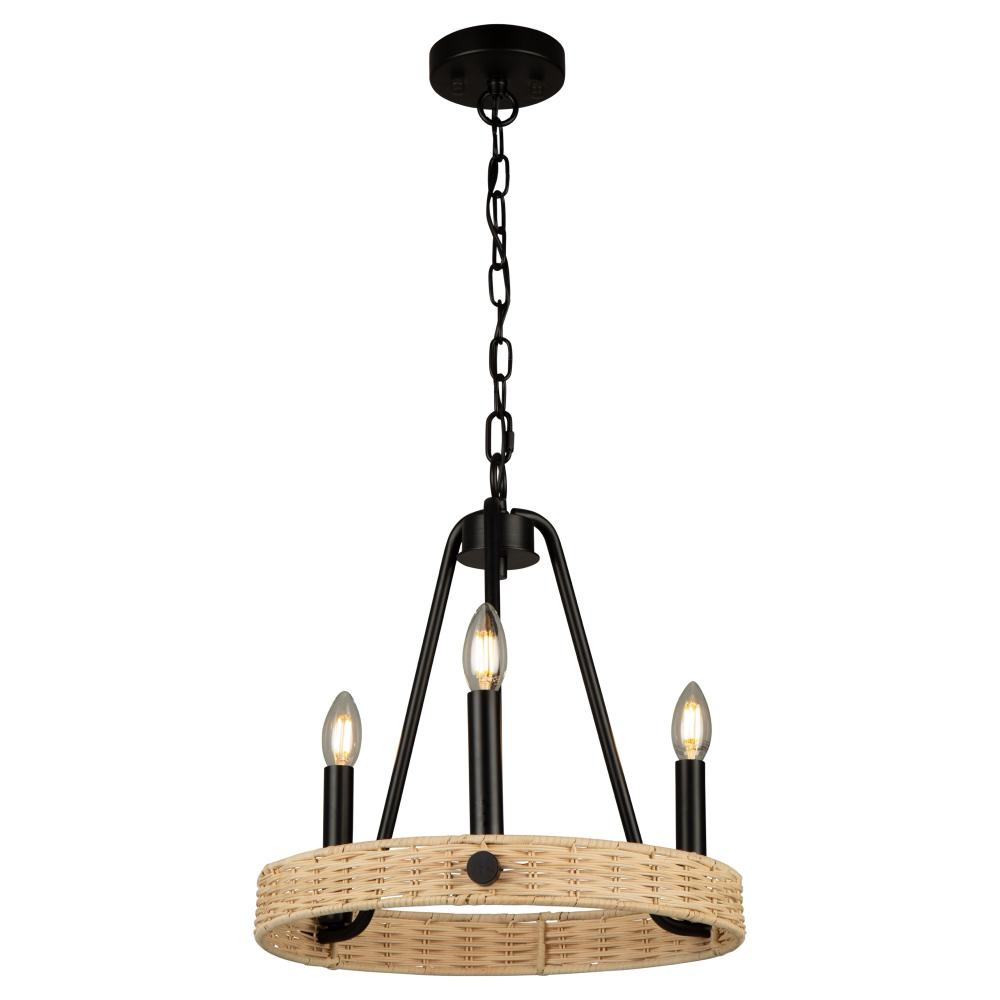 Perris 3 Light Chandelier Black