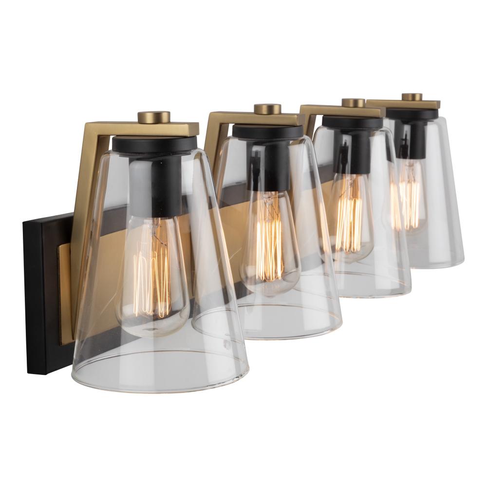 Treviso Collection 4-Light Vanity Light, Black & Brass