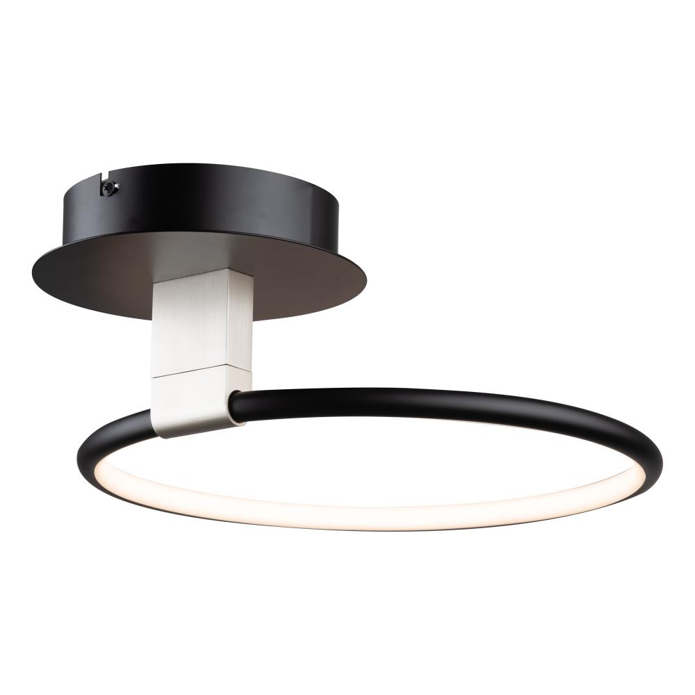 Halo Collection Integrated LED Semi-Flush Mount, Black