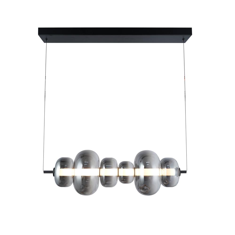 Astra Integrated LED Island Light, Black with Smoke Ombre Glassware