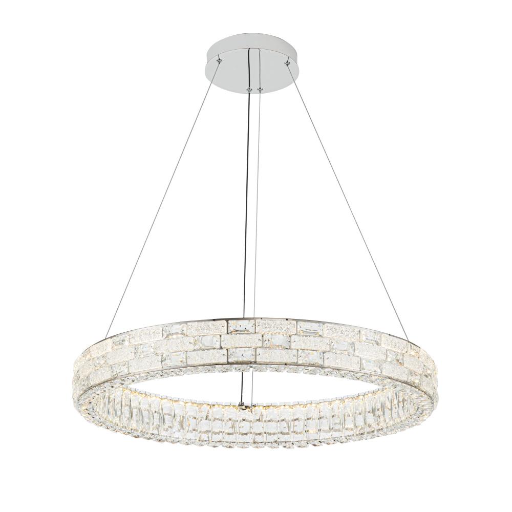 Elegance Integrated LED Chandelier 30", Chrome with Crystal Glassware