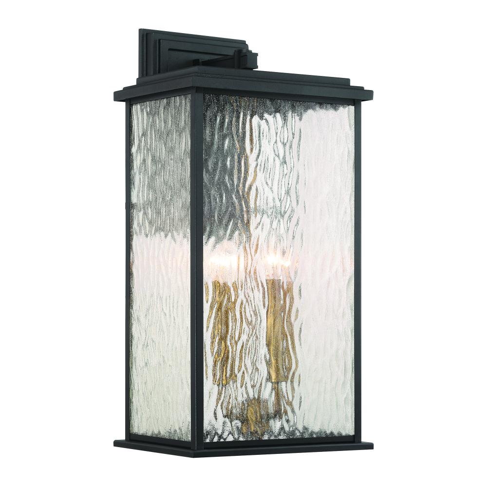 Estate 4 Light Outdoor Wall Sconce, Black, Brass with Rain Glassware