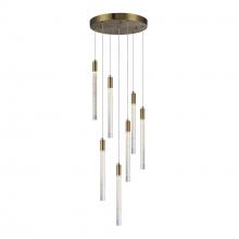 Artcraft AC12147BR - Celine 7 Light Integrated LED Chandelier, Brass with Laser Lined Glass Rods