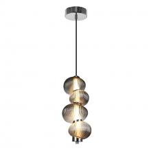 Artcraft AC7801CH - Ariel Integrated LED Pendant 17.8", Chrome with Ribbed Smoke Ombre Glassware