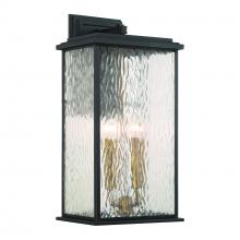 Artcraft AC9274BK - Estate 4 Light Outdoor Wall Sconce, Black, Brass with Rain Glassware