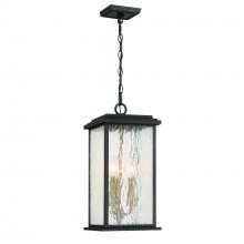 Artcraft AC9275BK - Estate 3 Light Outdoor Pendant, Black, Brass with Rain Glassware