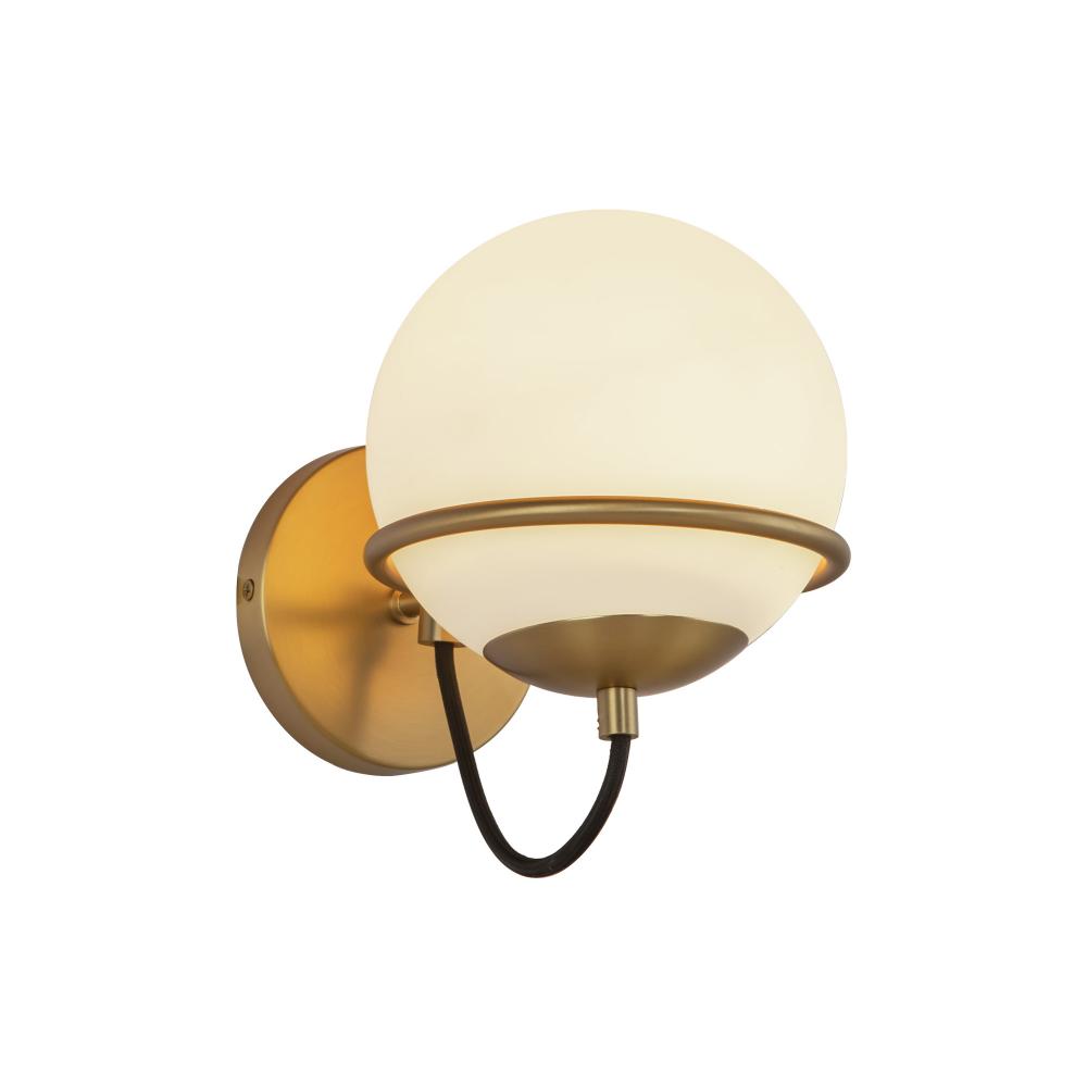 Alba 7-in Aged Brass/Opal Glass 1 Light Wall Vanity